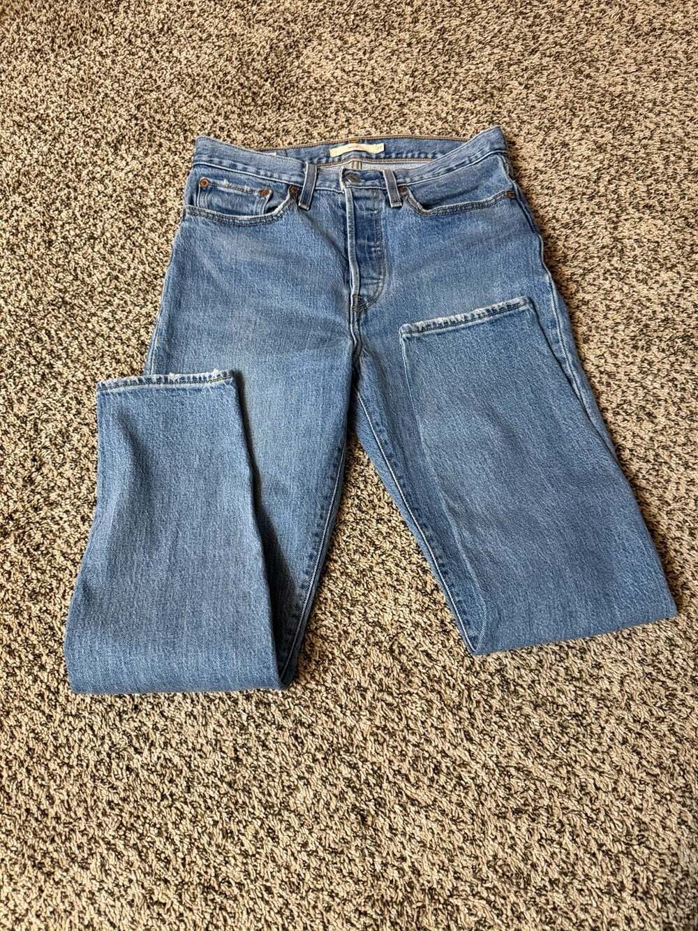 Levis Premium Wedgie Fit Ankle Jeans Size 30 High Rise Button Fly Cut Off Big E